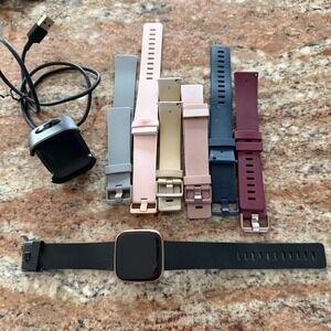 Fitbit Versa 2 Smartwatch Rose Gold + Charger + Extra Bands Bundle Tested